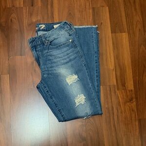 Distressed Blue Women’s Jeans - Classic Mid Wash